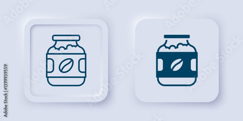 Filled and outline Coffee jar bottle icon isolated on grey background. Square button. Vector