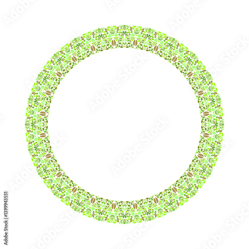 Floral wreath - abstract circular vector design element on white background