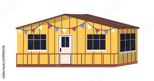 House, wooden cabin in countryside. Cozy wood cottage, summer hut, country ho...