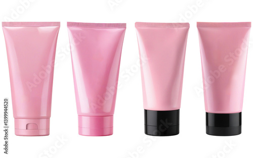 set of cosmetic cream bottles tubes mockup on transparent background