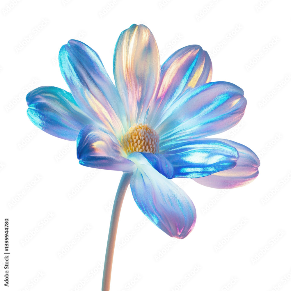 Naklejka premium Iridescent Flower Bloom Floral Nature Colorful Petal Blossom Plant Botanical Garden Spring Summer Beauty Macro Photography Close Up Isolated on White Background Abstract Art Design Element Decoration