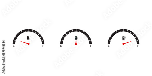 Set full tank scale, gas meter, clock display, fuel indicator, dashboard scale icon, car control sensor sign, petrol indicator collection icons. For your website, logo, app, UI design. 
