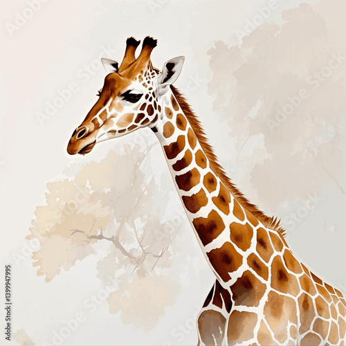 Gentle giant hues giraffe isolated watercolor vector illustration svg  