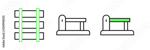 Set line Railway barrier icon isolated on white background. Vector