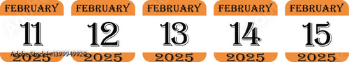 
February 2025 calendar icon set.Agenda plan, feb month schedule calendar and Time planner.Meeting appointment time.Calendar Event schedule date.calendar date icon on white background.

