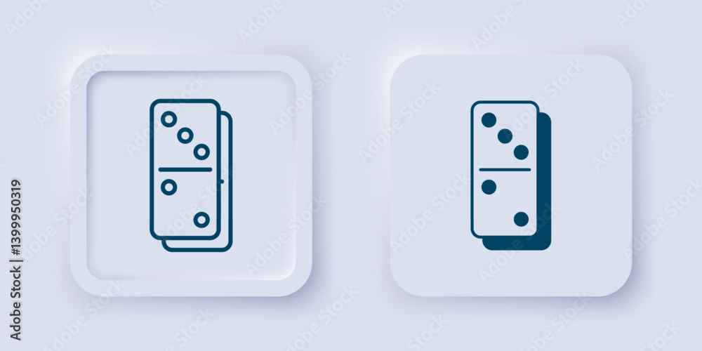Filled and outline Domino icon isolated on grey background. Square button. Vector Filled and outline Domino icon isolated on grey background. Square button. Vector