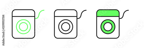 Set line Dental floss icon isolated on white background. Vector