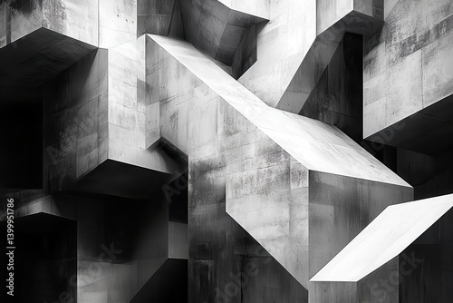 Abstract Geometric Structures in Monochrome: Modern Art Display