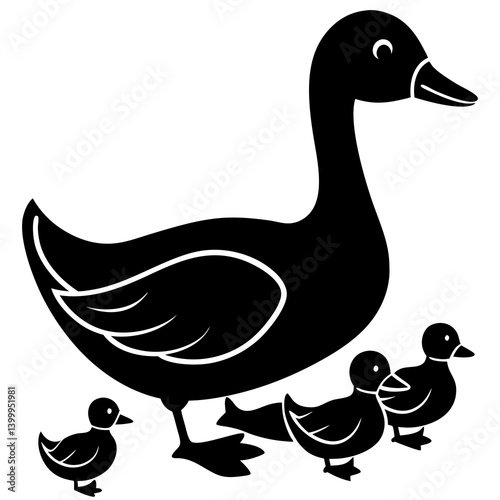 Duck with Ducklings Vector Illustration – Cute Animal Family Scene