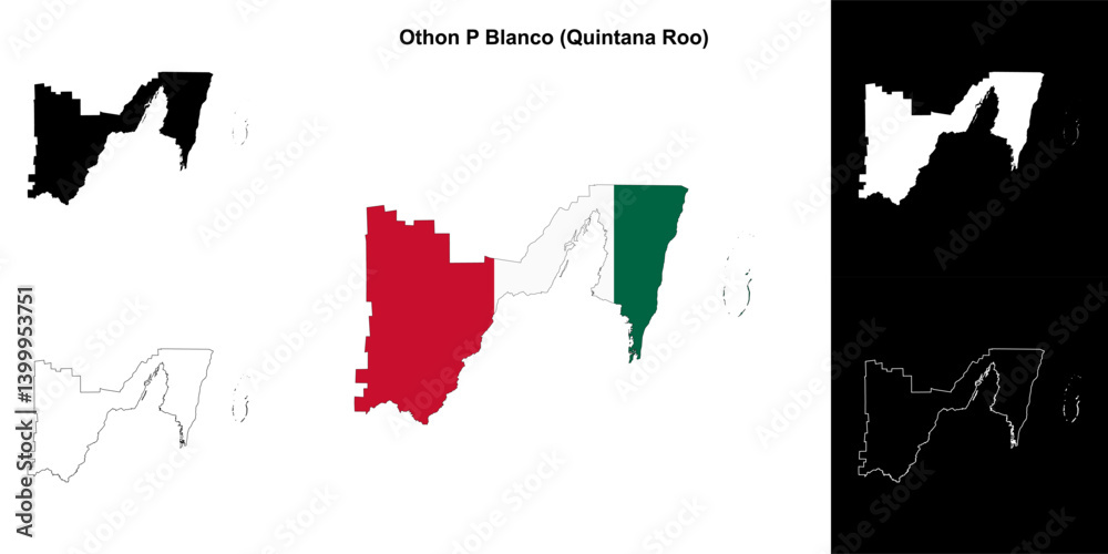 Othon P Blanco municipality (Quintana Roo) outline map set