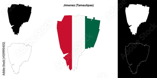 Jimenez municipality (Tamaulipas) outline map set
