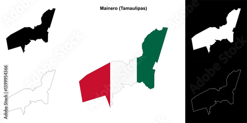 Mainero municipality (Tamaulipas) outline map set