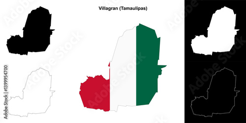 Villagran municipality (Tamaulipas) outline map set