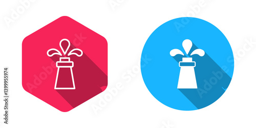 Filled and outline Oil rig icon isolated with long shadow background. Gas tower. Industrial object. Vector