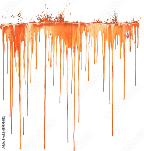 Abstract Orange Paint Drips Splashes Texture Background Design Element