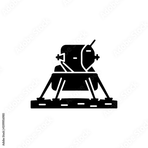Lunar Lander on Crater Surface with Legs Extended