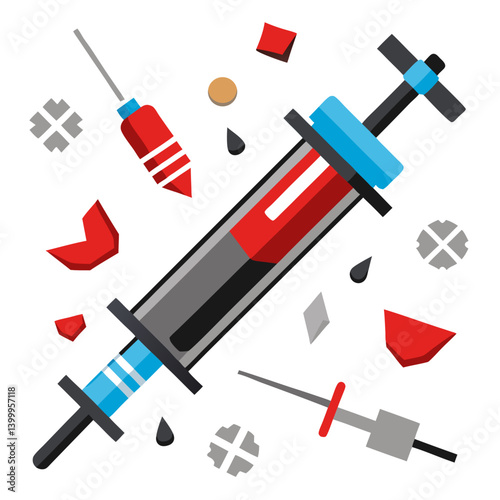 Broken Down Syringe Parts Concept for Medical Equipment Design