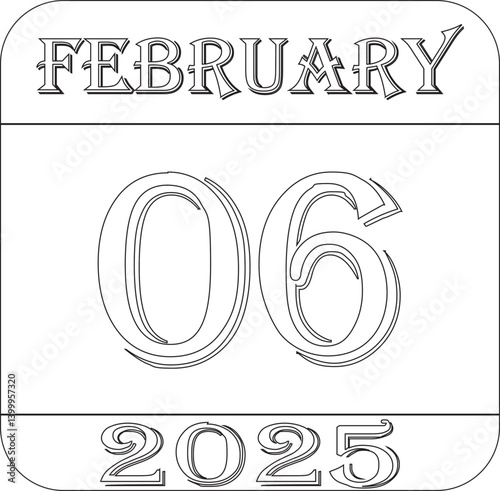 February 2025 calendar line art icon .Agenda plan, feb month schedule calendar and Time planner.Meeting appointment time.Calendar Event schedule date.calendar date icon on white background.