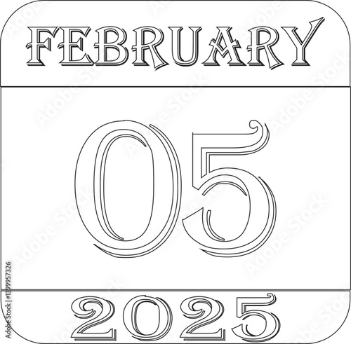 February 2025 calendar line art icon .Agenda plan, feb month schedule calendar and Time planner.Meeting appointment time.Calendar Event schedule date.calendar date icon on white background.