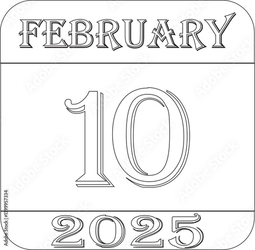 February 2025 calendar line art icon .Agenda plan, feb month schedule calendar and Time planner.Meeting appointment time.Calendar Event schedule date.calendar date icon on white background.