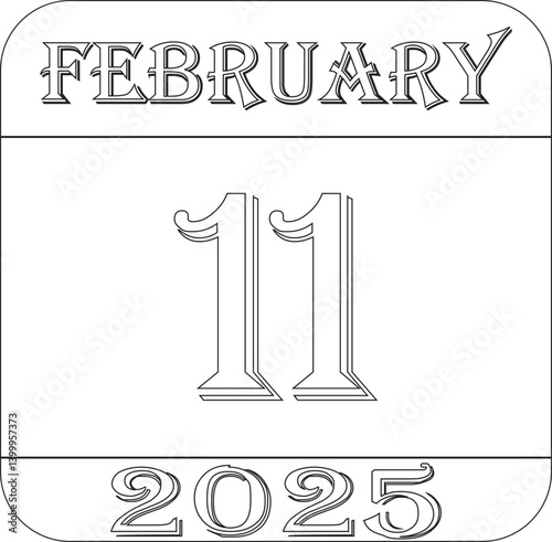 February 2025 calendar line art icon .Agenda plan, feb month schedule calendar and Time planner.Meeting appointment time.Calendar Event schedule date.calendar date icon on white background.