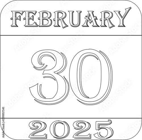 February 2025 calendar line art icon .Agenda plan, feb month schedule calendar and Time planner.Meeting appointment time.Calendar Event schedule date.calendar date icon on white background.