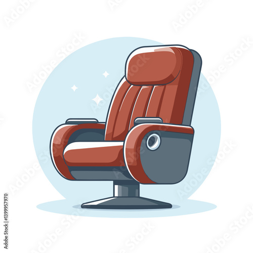 Brown leather recliner chair with adjustable settings in comfortable style. Perfect for home furniture, relaxation concepts and interior design illustrations.
