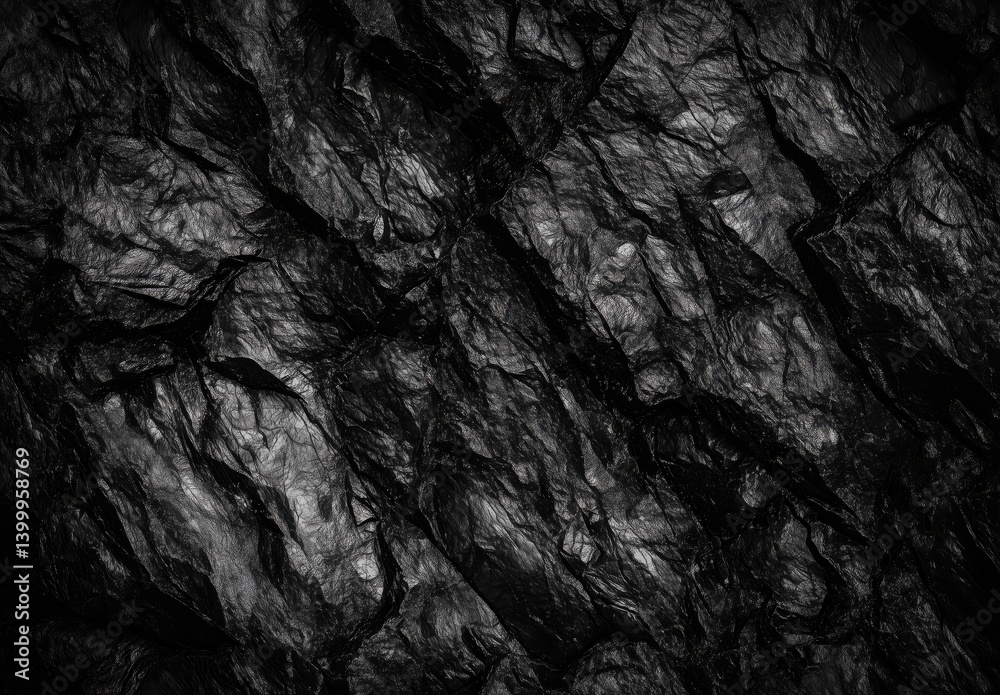 Fototapeta premium Stunning Black Textured Rocks with Intricate Patterns in Soft Lighting