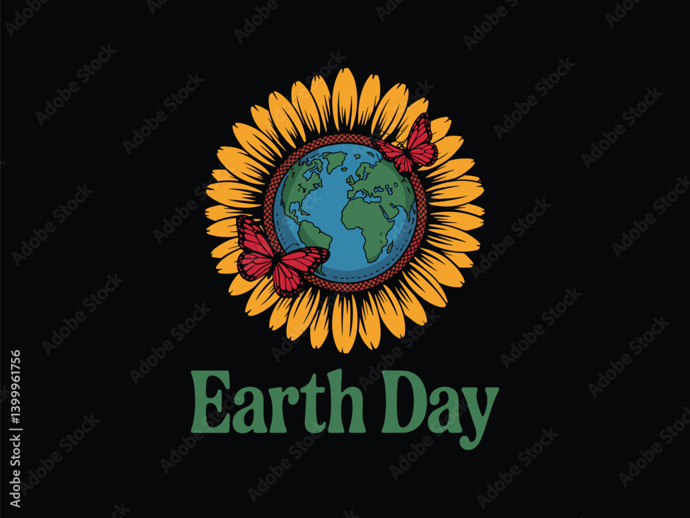 Fototapeta premium Born on Earth Day Heart Earth T-Shirt Vector Graphic