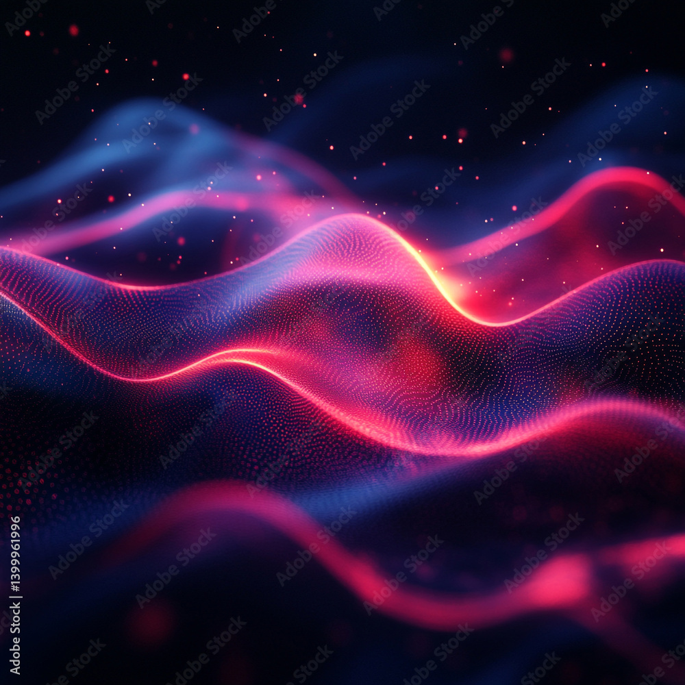 Fototapeta premium Abstract Wave Neon Radiating Red Glowing Pattern Intense