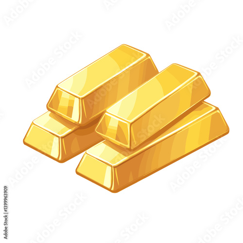 A pile of gold ingot bars golden investment metal isolated on a white background