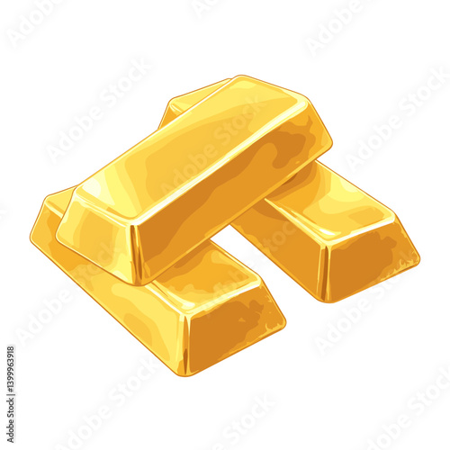 A pile of gold ingot bars golden investment metal isolated on a white background
