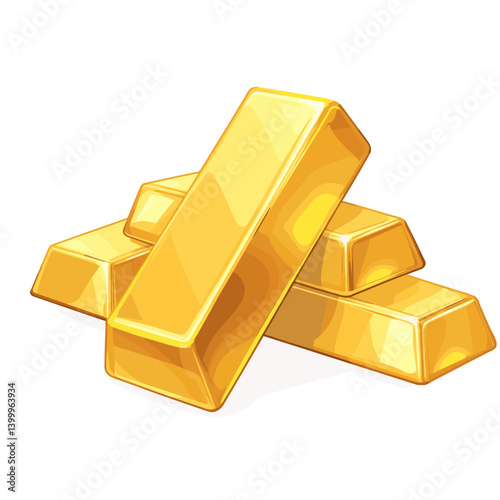 A pile of gold ingot bars golden investment metal isolated on a white background