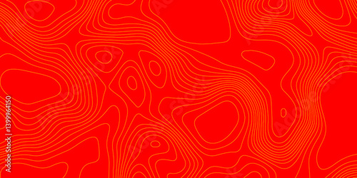 Background of the topography map abstract origami pattern cartography map with yellow lines, creating wavy textured red background with swirls pattern paper curved mountain reliefs background.