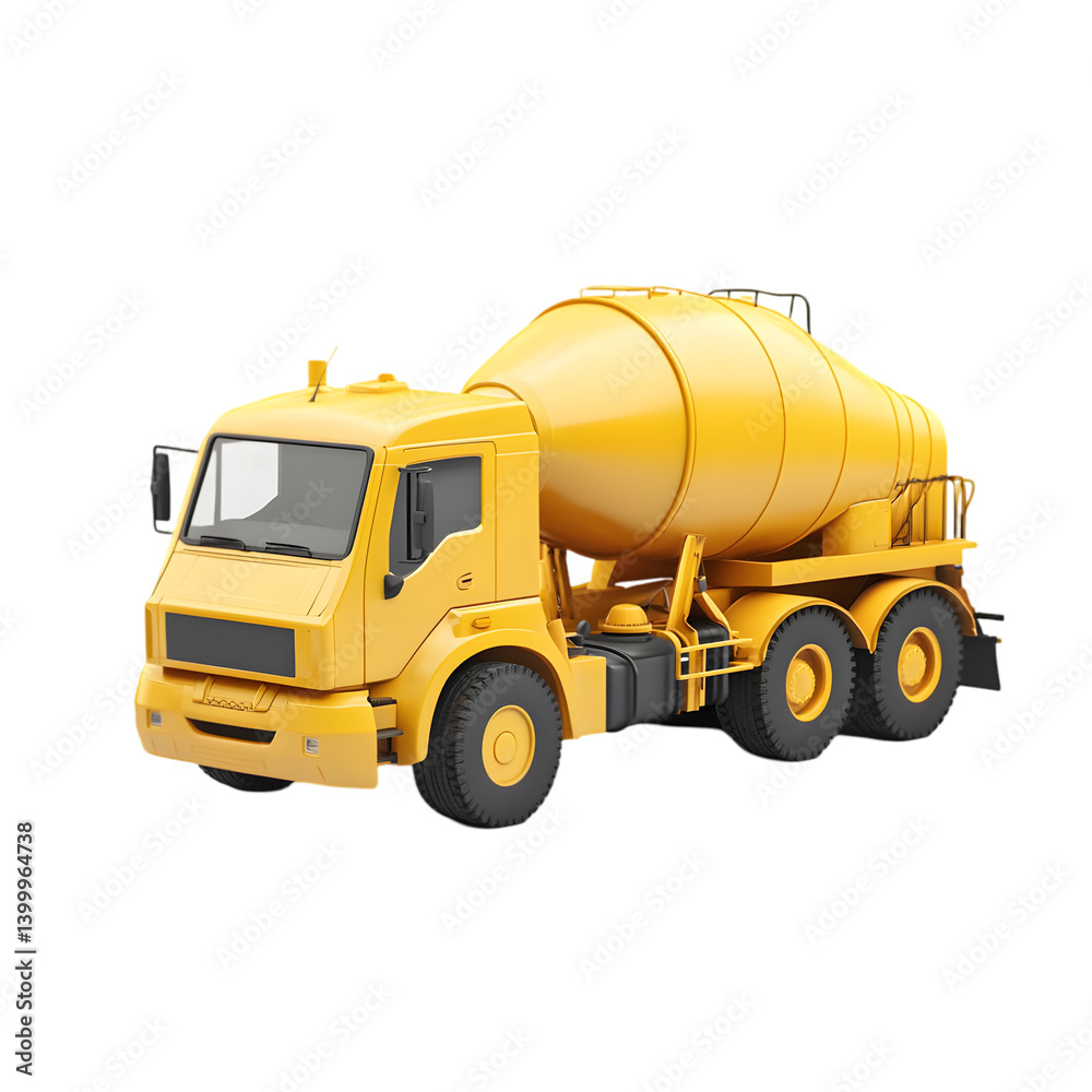 Naklejka premium A yellow concrete mixer truck, ideal for construction work.