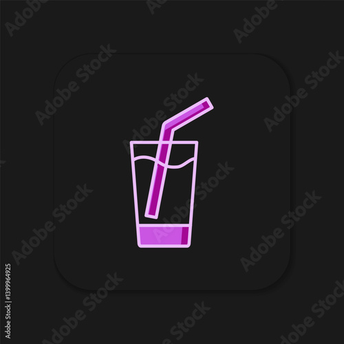 Filled outline Glass with water icon isolated on black background. Soda glass. Flat filled outline style with shadow. Vector