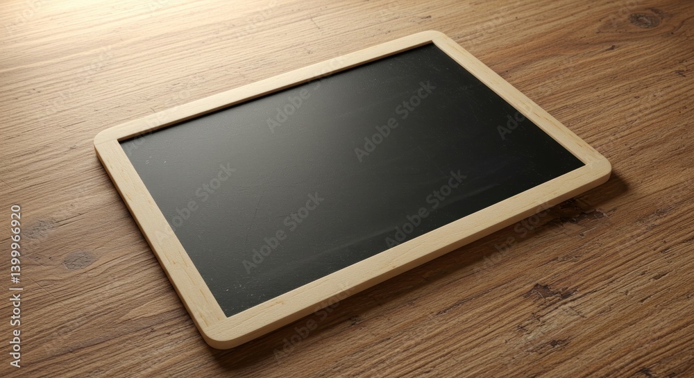 Chalkboard on wooden table for writing and teaching Chalkboard on wooden table for writing and teaching