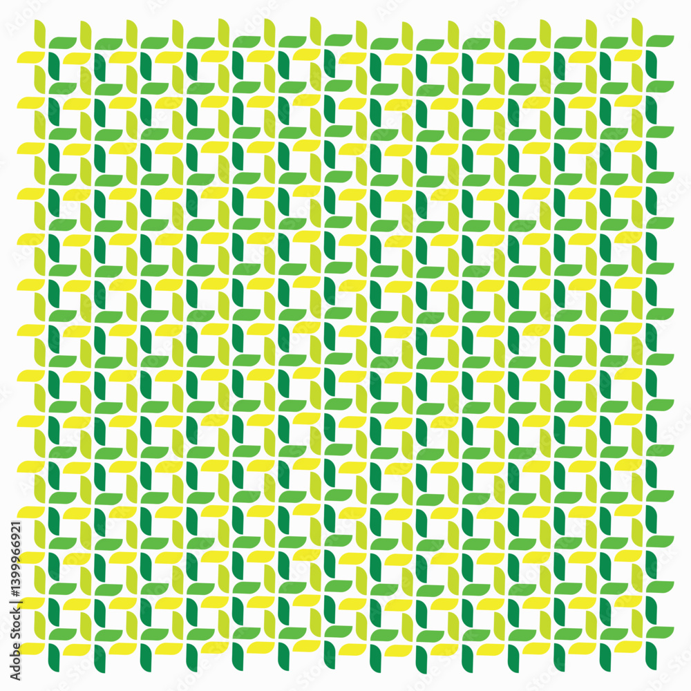 Abstract Geometric Artwork with Repeating Green and Yellow Patterns