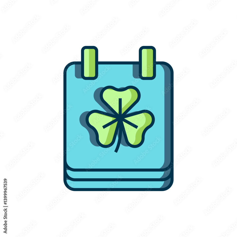 Filled outline Saint Patricks day with calendar icon isolated on white background. Date 17 March. Flat filled outline style with shadow. Vector Filled outline Saint Patricks day with calendar icon isolated on white background. Date 17 March. Flat filled outline style with shadow. Vector
