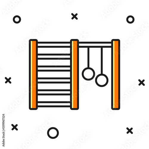 Filled outline Wooden Swedish wall icon isolated on white background. Swedish stairs. Flat filled outline style with shadow. Vector
