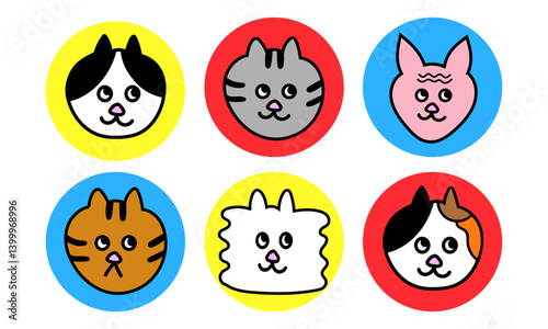 A set of vector illustrations of different kinds of cats, good for advertising, branding, web design, etc. cute cat cartoon characters, mascots, icons