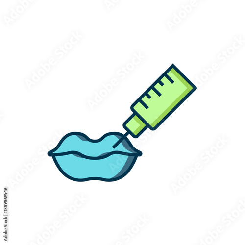 Filled outline Lip augmentation icon isolated on white background. Hyaluronic acid lips injection. Contour plastic. Flat filled outline style with shadow. Vector
