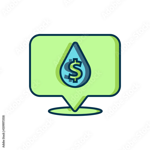 Filled outline Oil drop with dollar symbol icon isolated on white background. Oil price. Oil and petroleum industry. Flat filled outline style with shadow. Vector
