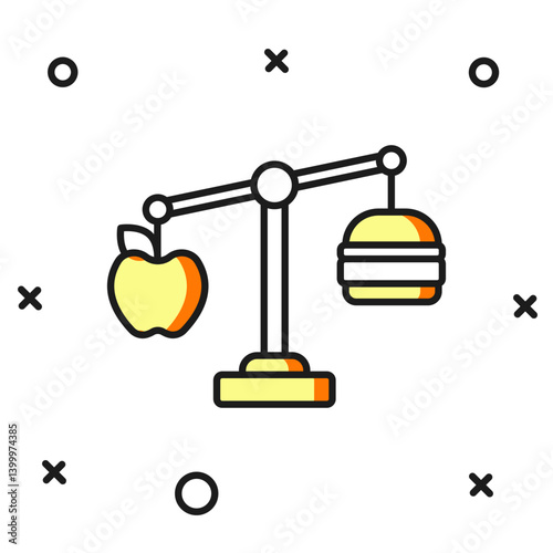 Calorie calculator icon isolated on isolated on white background. Calorie count. Diet. Weight loss. Portion control. Healthy eating. Dietary nutrition. Flat filled outline style with shadow. Vector