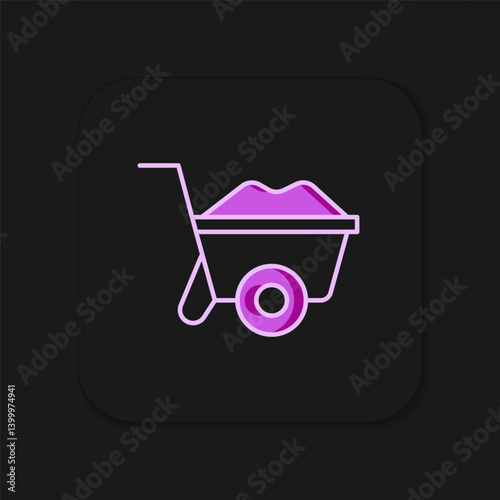 Filled outline Wheelbarrow icon isolated on black background. Tool equipment. Agriculture cart wheel farm. Flat filled outline style with shadow. Vector