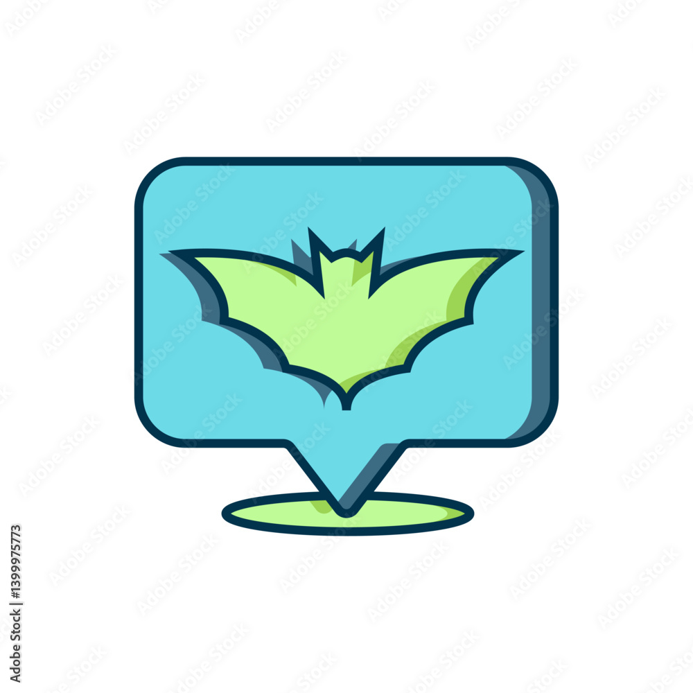 Filled outline Flying bat icon isolated on white background. Happy Halloween party. Flat filled outline style with shadow. Vector Filled outline Flying bat icon isolated on white background. Happy Halloween party. Flat filled outline style with shadow. Vector