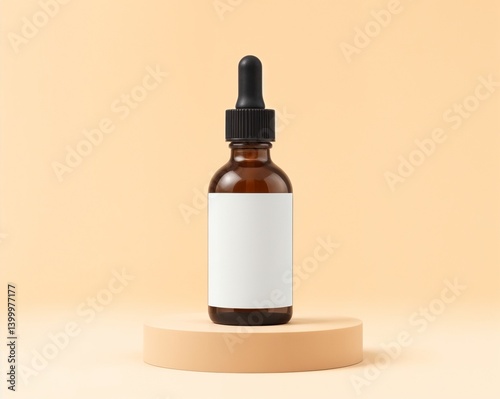 Brown Dropper Bottle Mockup – Minimal Product Display with Blank Label
