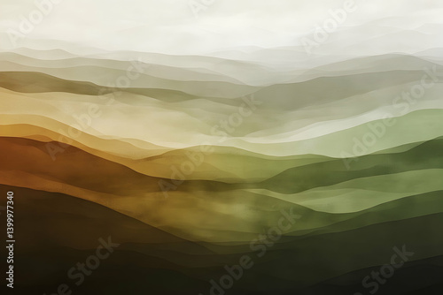 Abstract watercolor mountain range in muted earth tones.