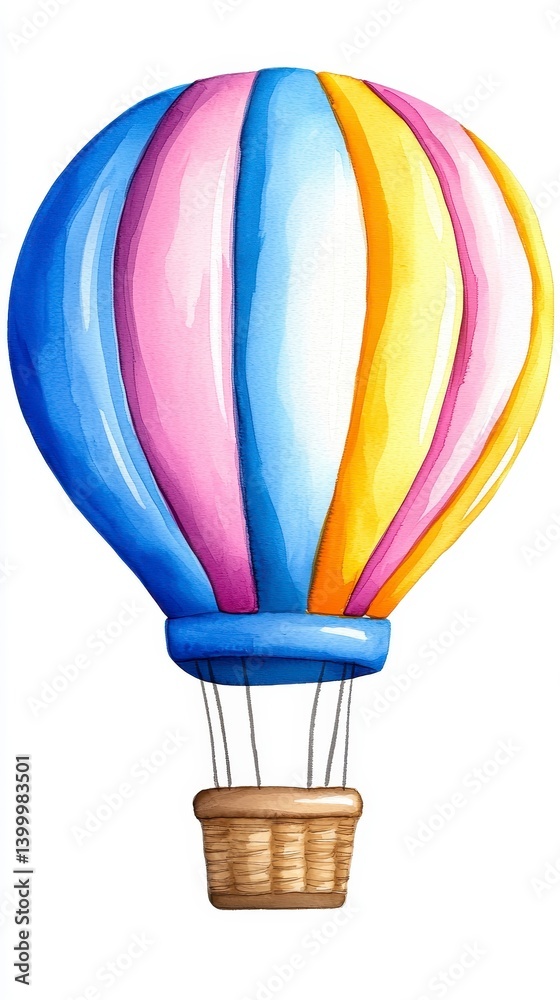 Obraz premium Pastel Watercolor Hot Air Balloon Illustration