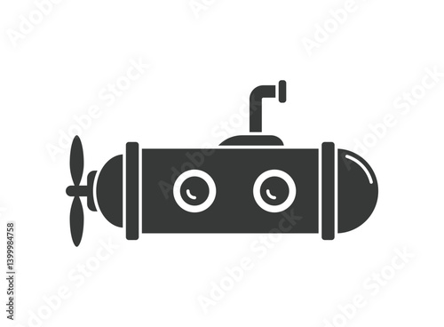 Submarine icon in flat style. Bathyscaphe vector illustration on isolated background. Underwater transport sign business concept.